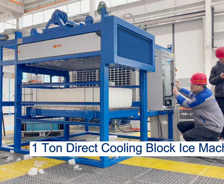 1 Toneladang Maliit na Makinang Direktang Paggawa ng Yelo na may Block Cooling